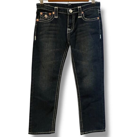 True Religion Joey Super T' Jeans Size 11/12 Ice Blue Stitching Made In USA - Picture 1 of 8